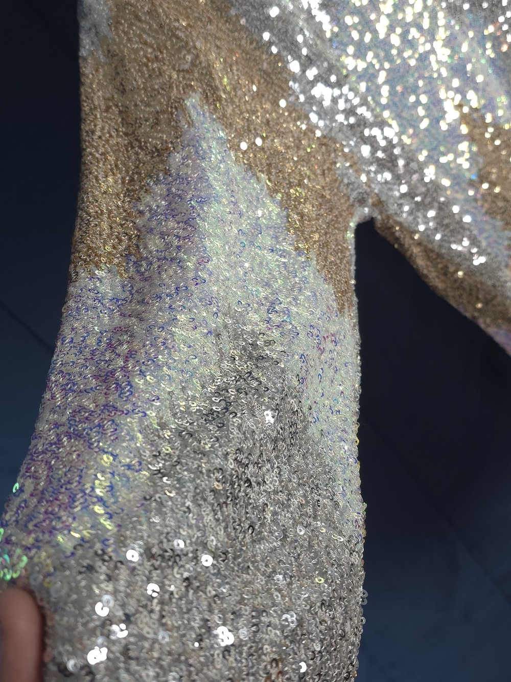 NWT 12th Tribe Genevieve Sequin Button Up L Gold, Silver, Aqua - Picture 7 of 16